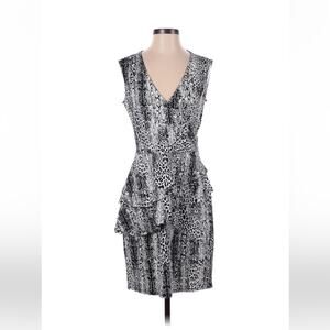 Studio 1886 leopard print ruffled sheath dress, size xs